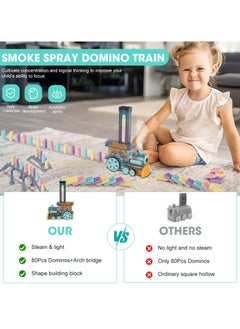 Generic Domino Train Toy Set, Domino Electric Train Model with Sounds and Light, Domino Blocks Building Stacking Toy, STEM Creative Gift for 3 4 5 6 7 Year Old Boys Girls  - Image 3