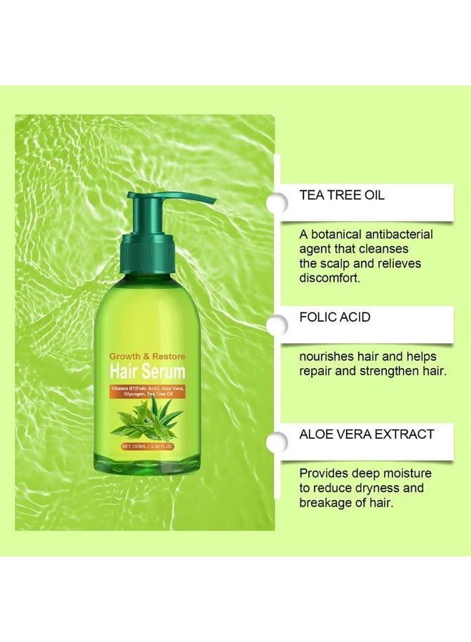 Natural Tea Tree Infused Hair Serum, Scalp Cleansing & Moisturizing Hair Oil with Aloe Vera & Vitamin B7 - Image 5