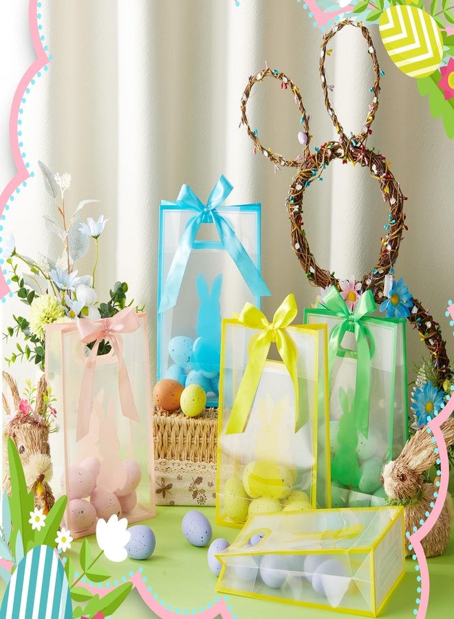 Gilprop 12 Pcs Easter Clear Plastic Gift Bags with Handles Bunny Reusable Treat Tote Goodie Bags with Ribbons for Easter Spring Birthday Party Favors Supplies Snack Candy Treat 10.2 x 7.1 x 3.2 Inch - Image 5