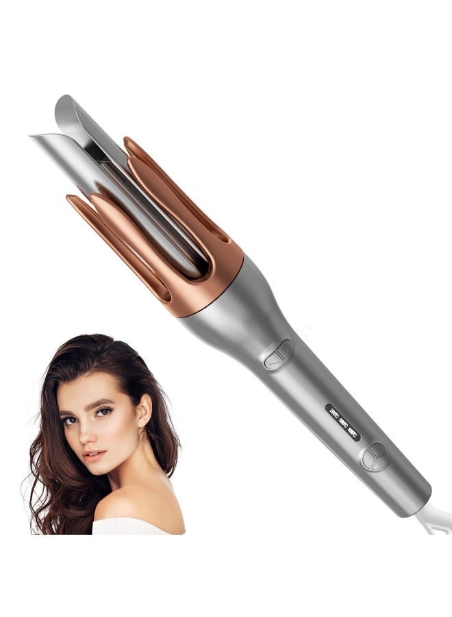 UKLISS Portable Automatic Curling Iron with 3 Temperatures PTC Fast Heating with LCD Display, 2-Way Rotation, Automatic Shut-Off, Anti-Scald, Anti-Tangle Rotating for Hair Styling - Image 1