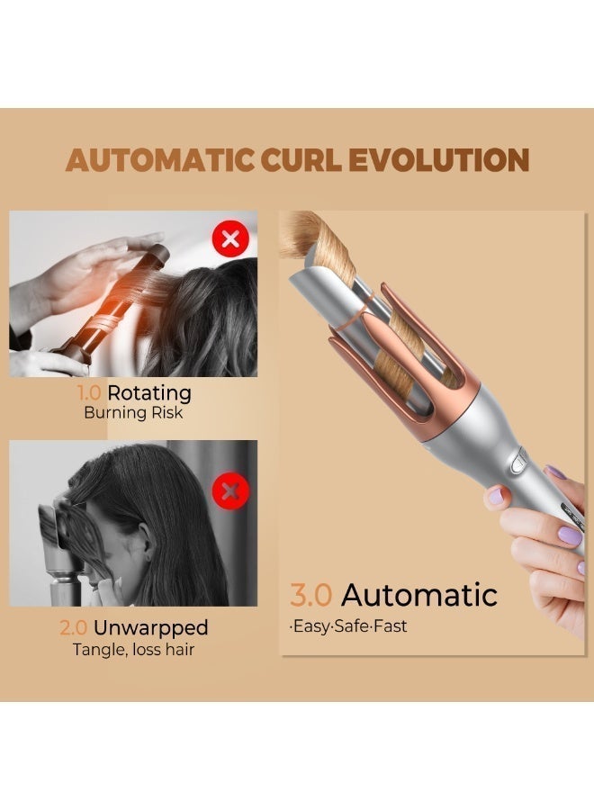 UKLISS Portable Automatic Curling Iron with 3 Temperatures PTC Fast Heating with LCD Display, 2-Way Rotation, Automatic Shut-Off, Anti-Scald, Anti-Tangle Rotating for Hair Styling - Image 5