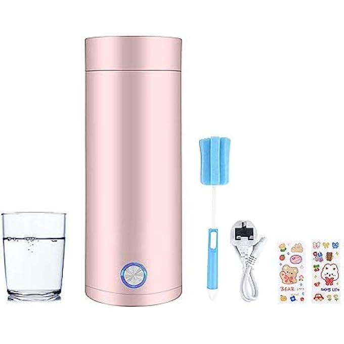 Hitopin 400Ml Travel Kettle Travel Electric Mini Kettle Automatic Shut Off Travel Tea Kettle With 2Pcs Stickers And 1Pc Cup Brush For Making Tea Coffee Milk Pink 400Ml - Image 1