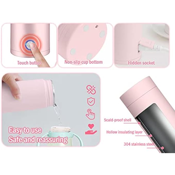 Hitopin 400Ml Travel Kettle Travel Electric Mini Kettle Automatic Shut Off Travel Tea Kettle With 2Pcs Stickers And 1Pc Cup Brush For Making Tea Coffee Milk Pink 400Ml - Image 3