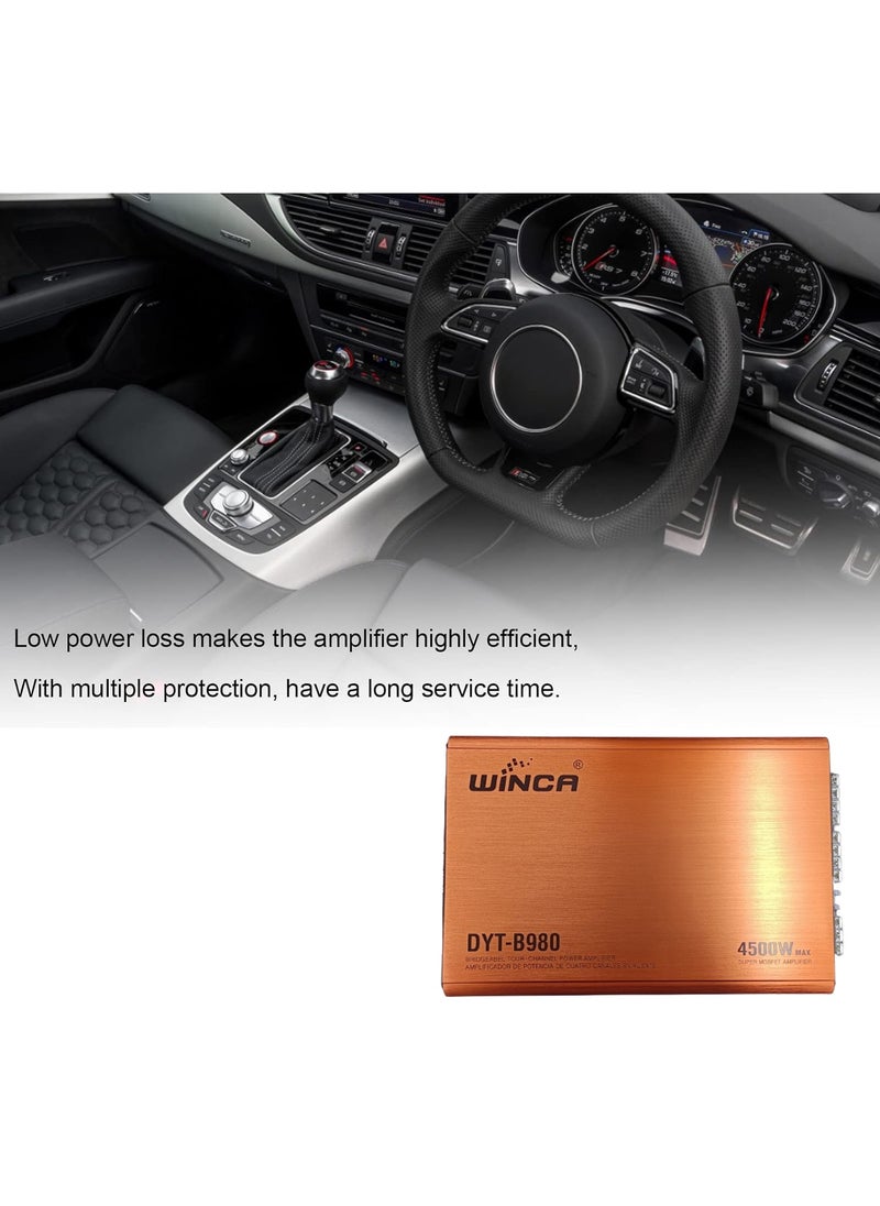 WINCA Car Amplifier, Audio Amplifier 4500W Multiple Protection High Sensitivity Low Power Loss for Stereo Speakers  - Image 2