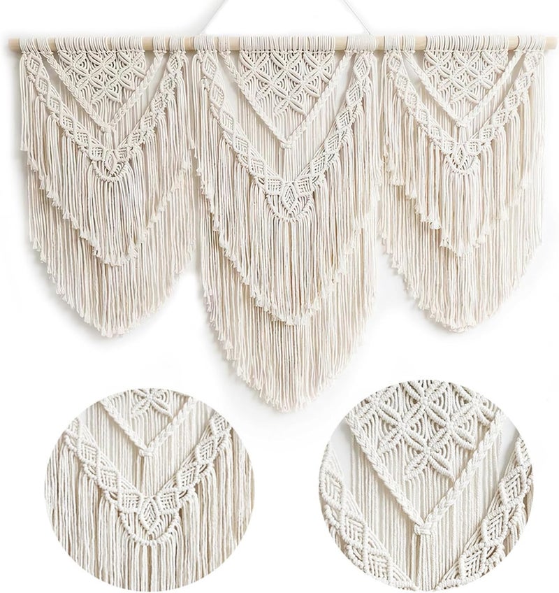 Achart Macrame Wall Hanging Large- Boho Wall Decor- large wall art- Wall Decor Living Room- Macrame Tapestry Boho Decor for Bedroom (Beige-H) - Image 5