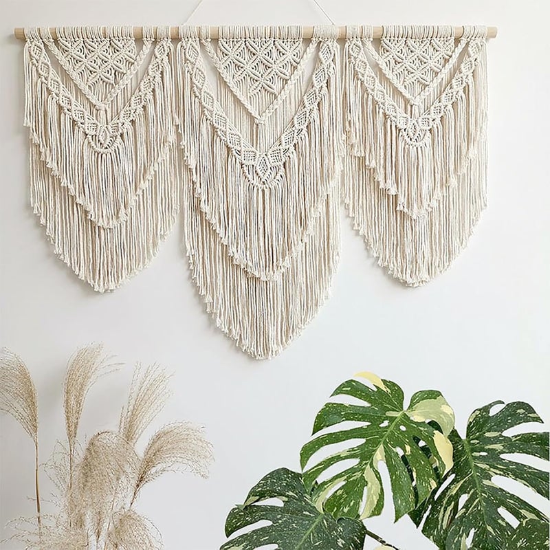 Achart Macrame Wall Hanging Large- Boho Wall Decor- large wall art- Wall Decor Living Room- Macrame Tapestry Boho Decor for Bedroom (Beige-H) - Image 2