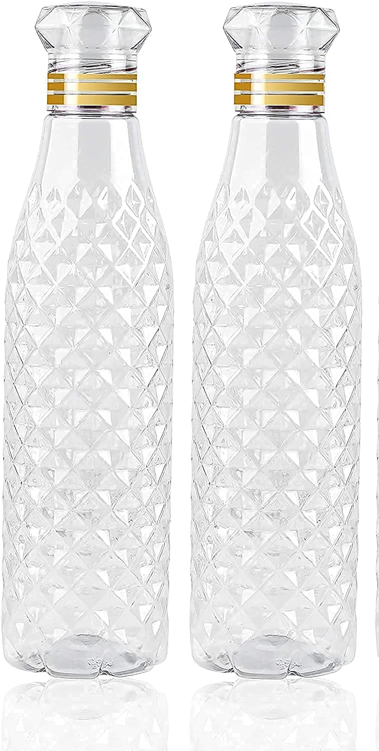 HENIRAG White Crystal Diamond Water bottle set for Fridge Office Sports School Gym Yoga 1 L Unbreakable LeakProof TransparentPlastic PACK OF3 - Image 3