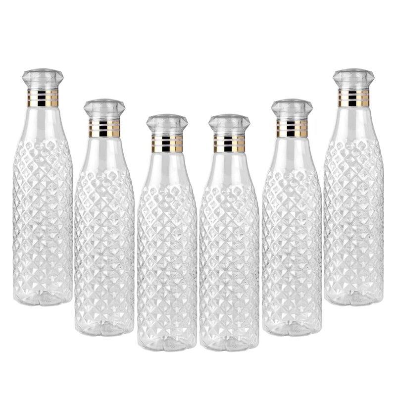 HENIRAG White Crystal Diamond Water bottle set for Fridge Office Sports School Gym Yoga 1 L Unbreakable LeakProof TransparentPlastic PACK OF3 - Image 1
