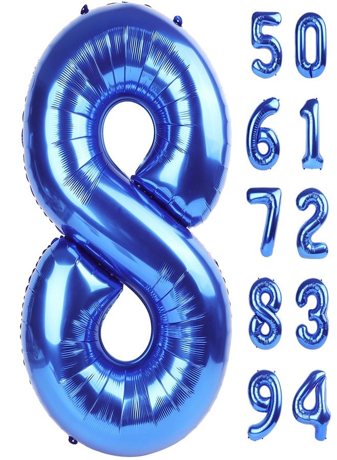 بالون أزرق داكن رقم 8 من IWERP، بالون رقم 40 بوصة، زينة عيد ميلاد زرقاء، بالونات عيد ميلاد 8 و18 و28 و38 و80، لوازم حفلات عيد الميلاد الثامن باللون الأزرق، بالون رقم 8 - Image 1