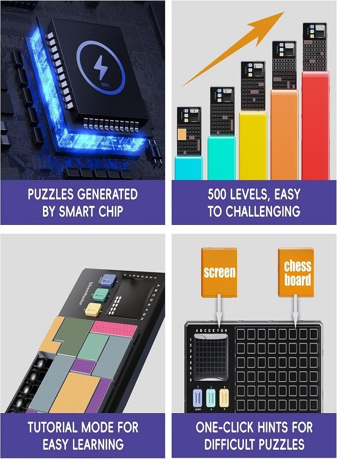 ShenMaster Brain Teaser for Adults & Kids  Electronic Block Puzzle Games with 500 Challenges, Board Game and STEM Toys for Boys & Girls Gift Ideas – Creative & Logical Thinking - Image 2