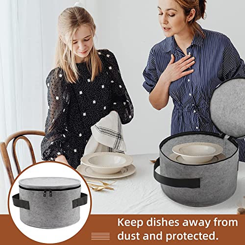 GREENSHEEP Plate Storage Case with 12 Thick Felt Dividers for Storing and Organizing Dinnerware Dishes, Light Grey - Image 5