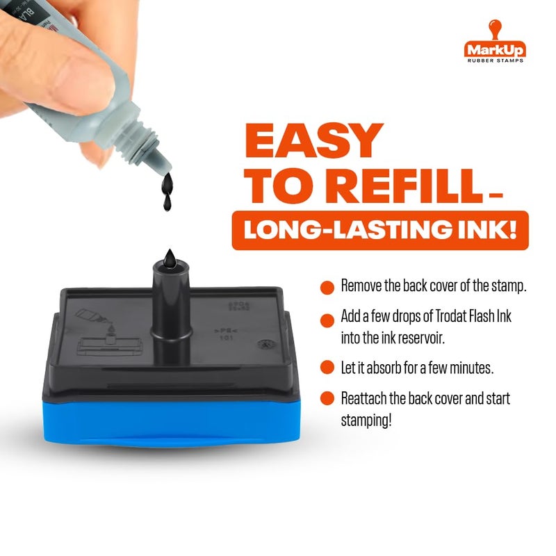 Custom Pre-Inked Stamp – Professional Rubber Stamp | Up to 5 Lines | 60x20mm Impression Size | Refillable | Oil-Based Ink | 5 Ink Colors | MarkUp Rubber Stamps - Image 4