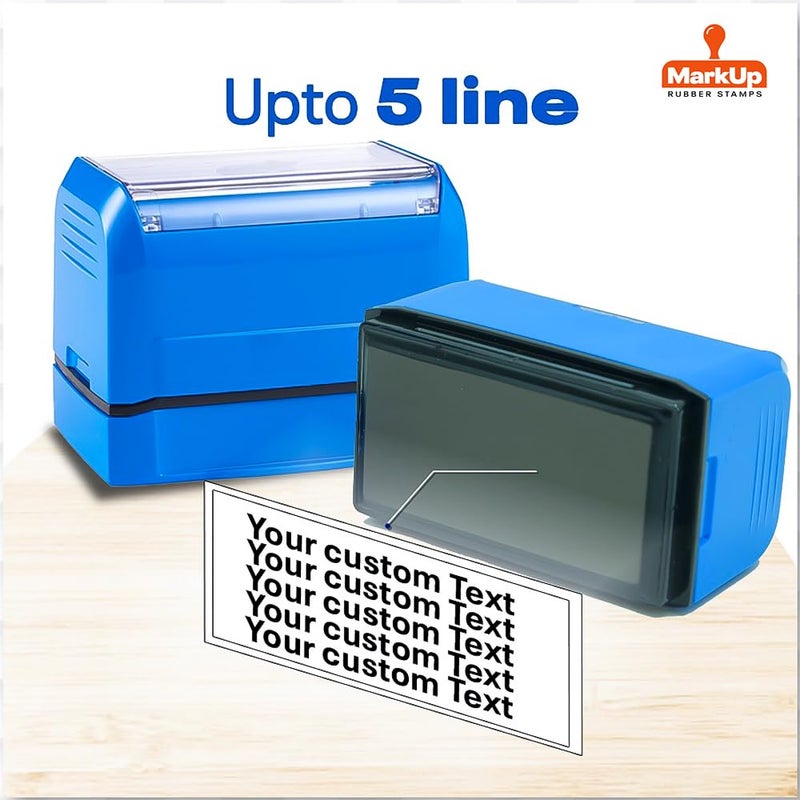 Custom Pre-Inked Stamp – Professional Rubber Stamp | Up to 5 Lines | 60x20mm Impression Size | Refillable | Oil-Based Ink | 5 Ink Colors | MarkUp Rubber Stamps - Image 1