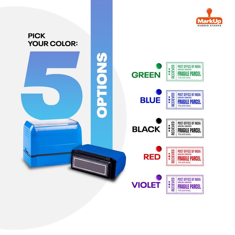 Custom Pre-Inked Stamp – Professional Rubber Stamp | Up to 5 Lines | 60x20mm Impression Size | Refillable | Oil-Based Ink | 5 Ink Colors | MarkUp Rubber Stamps - Image 2