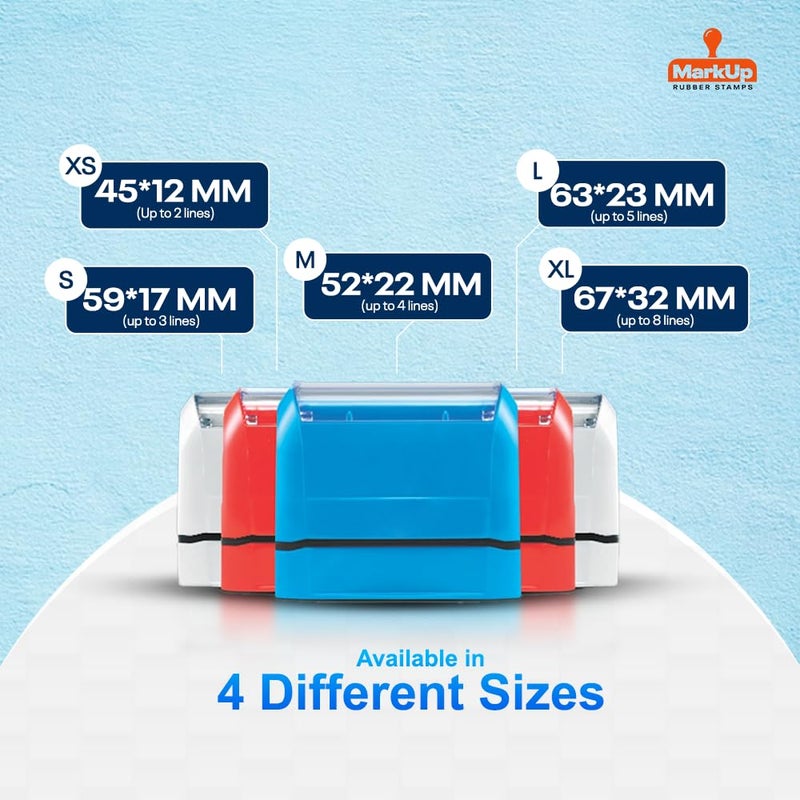 Custom Pre-Inked Stamp – Professional Rubber Stamp | Up to 5 Lines | 60x20mm Impression Size | Refillable | Oil-Based Ink | 5 Ink Colors | MarkUp Rubber Stamps - Image 3