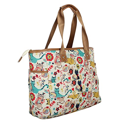 Lily Bloom Pattern 14 Inches Handbag for Women, Large Capacity Tote Bag Satchel Shoulder Bag - Image 4