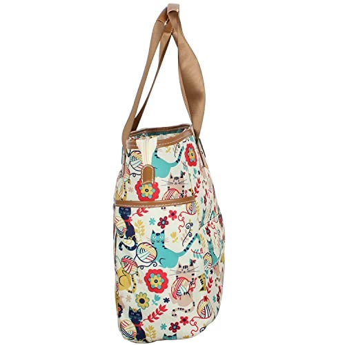 Lily Bloom Pattern 14 Inches Handbag for Women, Large Capacity Tote Bag Satchel Shoulder Bag - Image 3