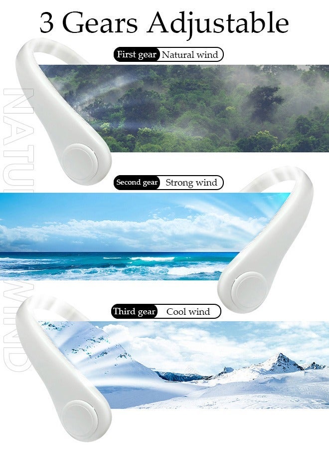 DUNISO Portable Neck Fan, Hands Free Bladeless Neck Fan, 3 Speeds Adjustable USB Rechargeable Battery Powered Personal Neck Fan for Office, Travel, Sports, Household, Outdoor - Image 3