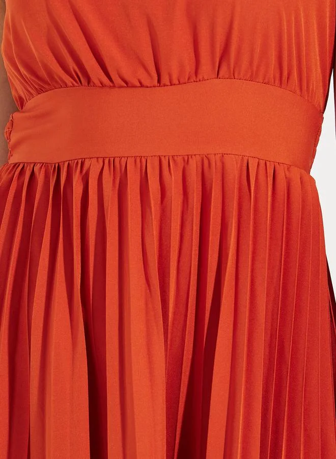 تايك تو One Shoulder Neck Pleated Midi Dress