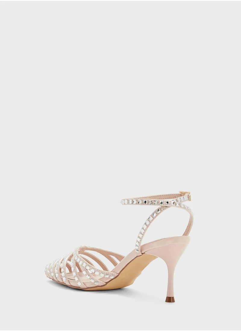 Ginger Square Diamante Multi-Strap Pointed Pump
