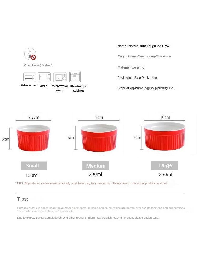 Y&D 6-Piece Classic Souffle Dish Ramekin Set Red/White  - Image 2