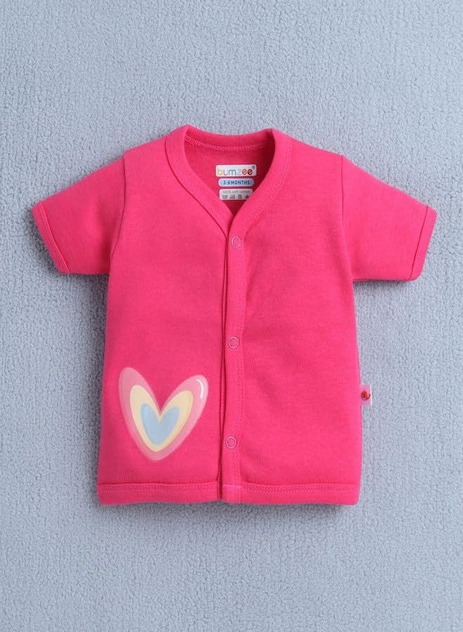 BUMZEE Baby Girls Cotton Pack of 4 Front Open Jablas Half Sleeves Blue & Pink - 9-12 Months (Peb10548E-blu) - Image 2