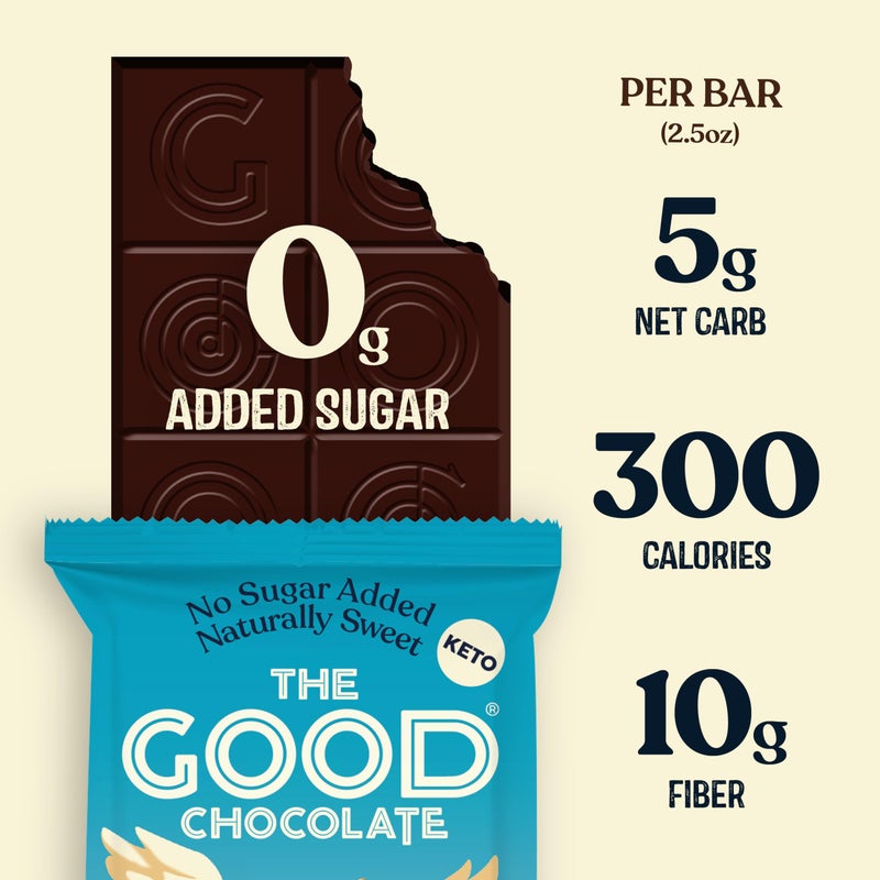 THE GOOD CHOCOLATE - Milk Chocolate Bars with 80% Less Sugar & Lower Net Carbs - Keto Chocolate Bar with Lower Calories, All Natural and Non-GMO Keto Snacks, 2.5 oz (6 Bars Value Pack) - Image 2