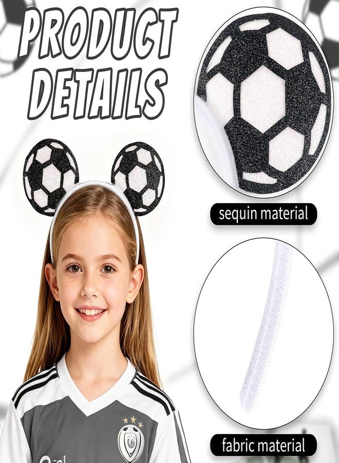 Mangoit Game Day Fans Headbands for Women&Men, Glitter Ball Sports Hairbands, Sports Themed Hair Accessory, Team Party Favor for Outdoor&Indoor (soccer, one size) - Image 3