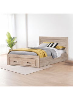 DANUBE HOME Danube Home Bolivar Single Bed With 2 Front Drawer Storage Sturdy Modern Design Wooden Single Bed Frame Furniture L 207 x W 132 x H 90 cm Vintage oak  - Image 1