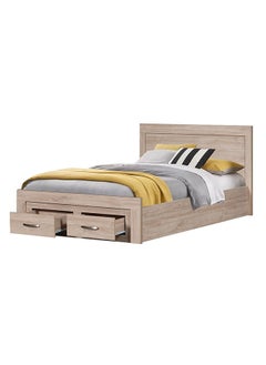DANUBE HOME Danube Home Bolivar Single Bed With 2 Front Drawer Storage Sturdy Modern Design Wooden Single Bed Frame Furniture L 207 x W 132 x H 90 cm Vintage oak  - Image 4