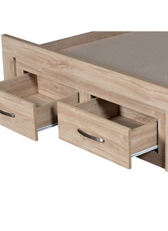 DANUBE HOME Danube Home Bolivar Single Bed With 2 Front Drawer Storage Sturdy Modern Design Wooden Single Bed Frame Furniture L 207 x W 132 x H 90 cm Vintage oak  - Image 5