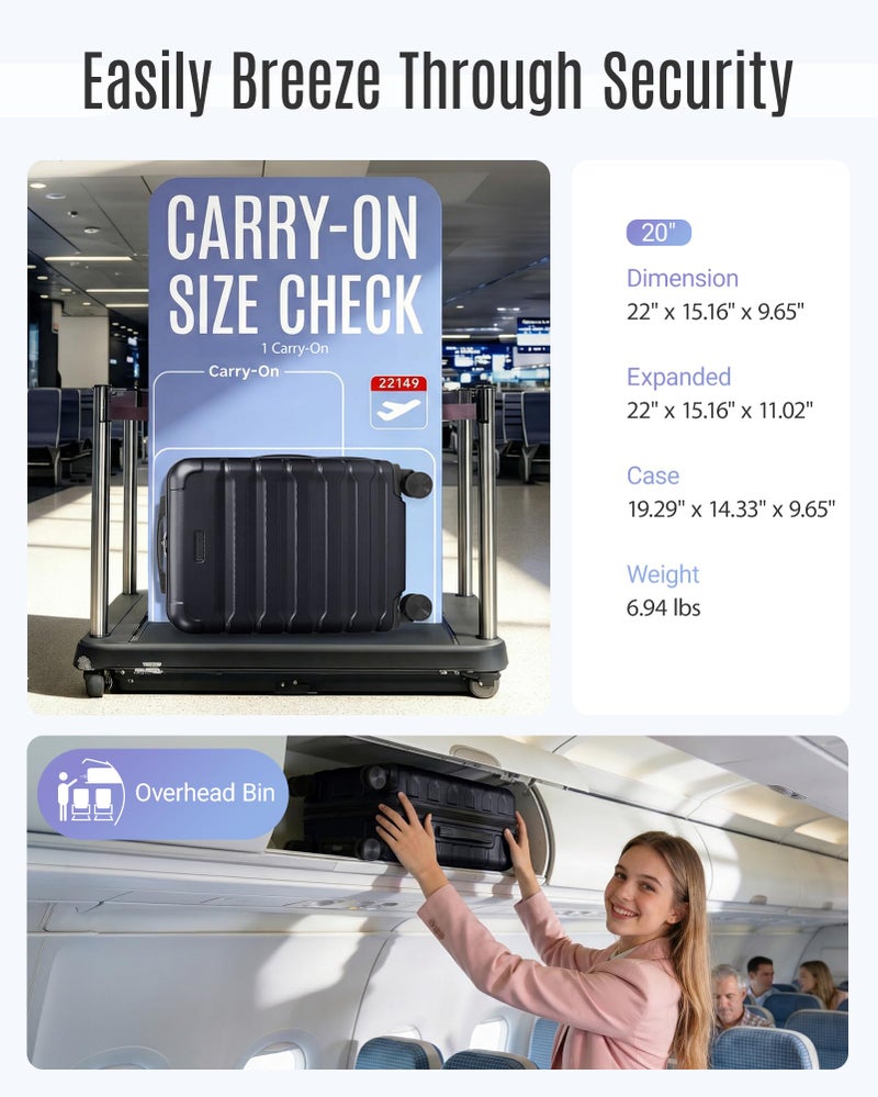 LIGHT FLIGHT Carry On Luggage 22x14x9 Airline Approved, Expandable Carry On Suitcases with Wheels, Lightweight Luggage, Durable Hard Shell 20 Inch Rolling Suit Case for Men Women Travel Black - Image 5