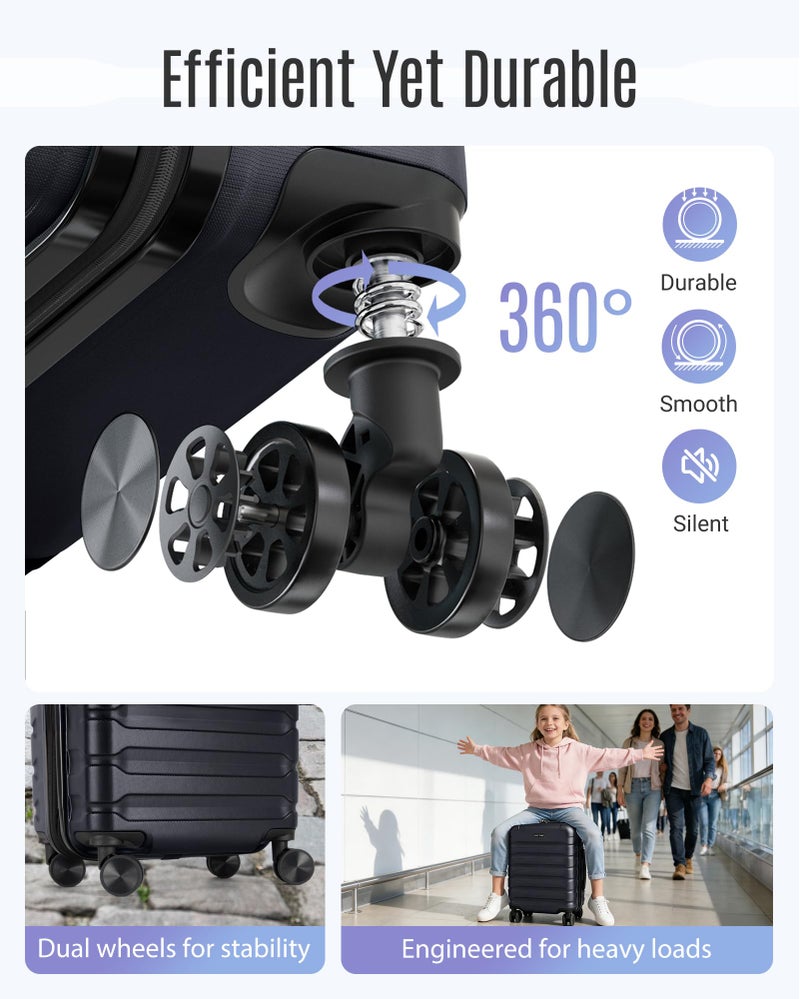 LIGHT FLIGHT Carry On Luggage 22x14x9 Airline Approved, Expandable Carry On Suitcases with Wheels, Lightweight Luggage, Durable Hard Shell 20 Inch Rolling Suit Case for Men Women Travel Black - Image 4