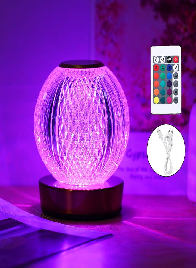 مصباح طاولة لاسلكي متغير الألوان RGB، يعمل باللمس وجهاز تحكم عن بعد، 16 لون إضاءة، قابل للتعتيم، مصباح ليلي معدني كريستالي، قابل لإعادة الشحن، مناسب لغرفة النوم، البار، المطعم، أو المقهى - Image 2