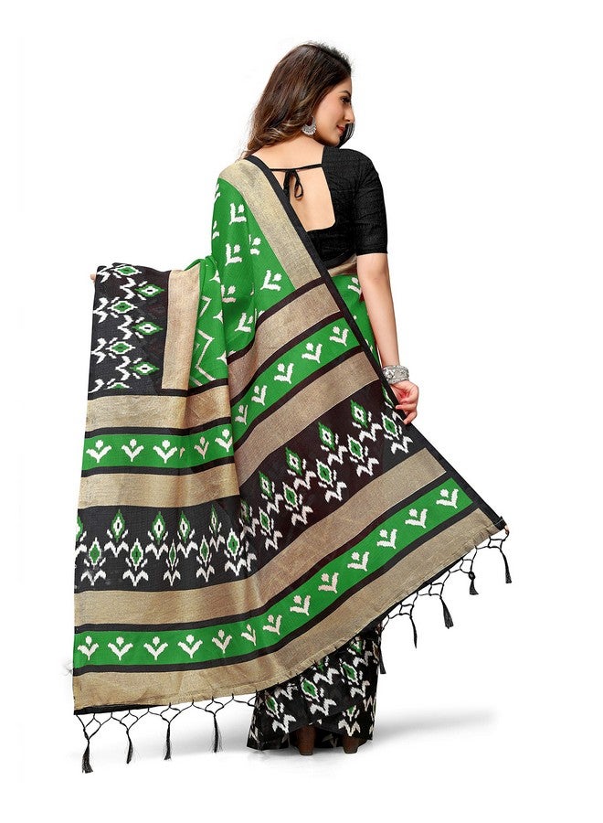 Rajnandini Rajnandini Women's Green Mysore Art Silk Saree Printed Traditional Saree with Blouse Piece  - Image 2