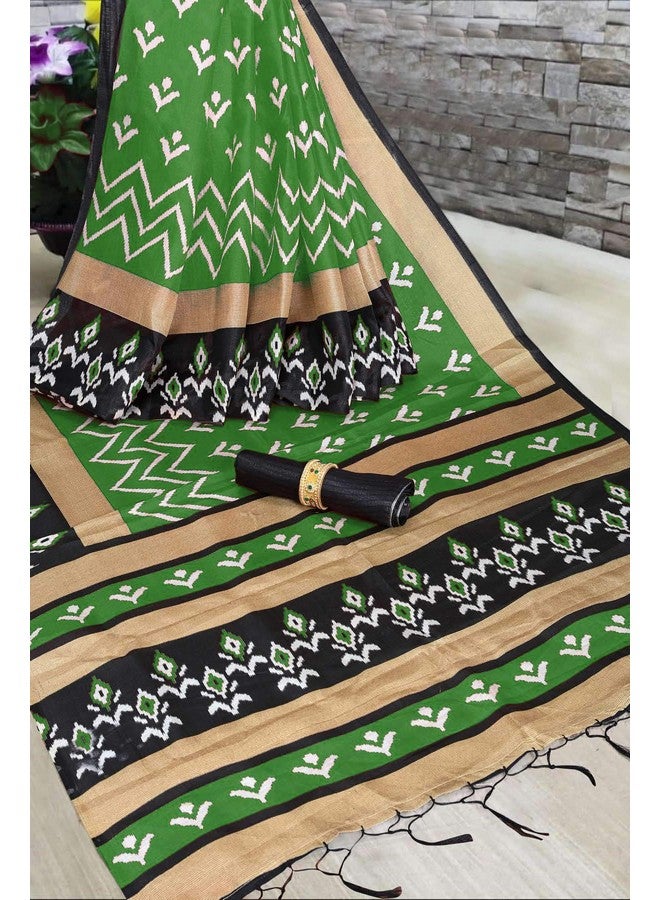 Rajnandini Rajnandini Women's Green Mysore Art Silk Saree Printed Traditional Saree with Blouse Piece  - Image 5