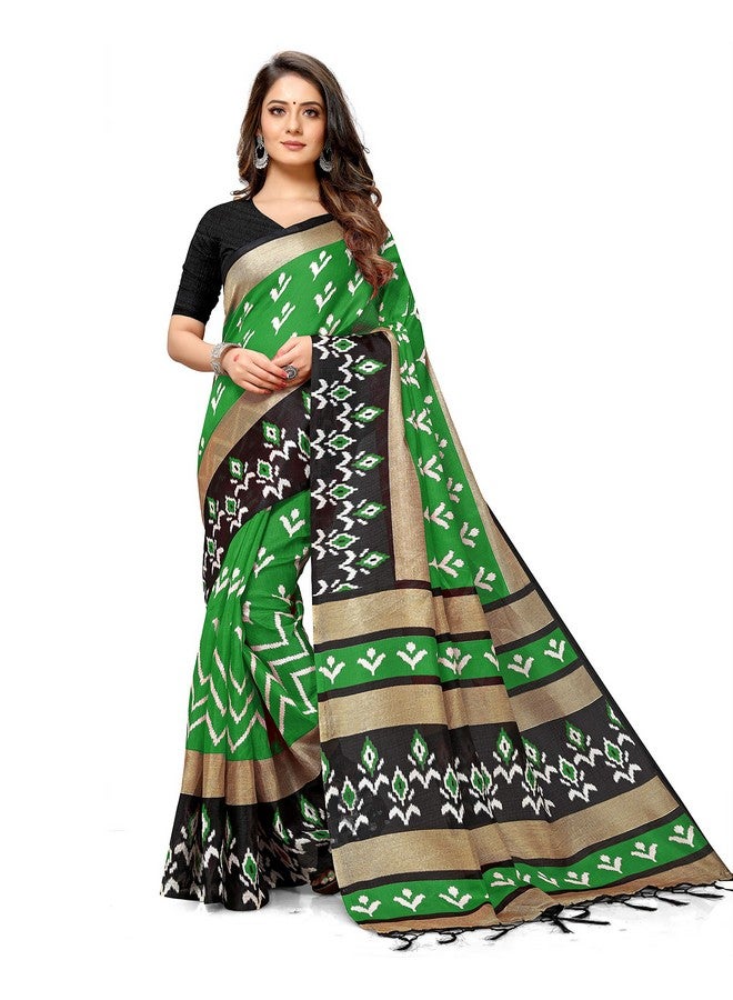 Rajnandini Rajnandini Women's Green Mysore Art Silk Saree Printed Traditional Saree with Blouse Piece  - Image 1