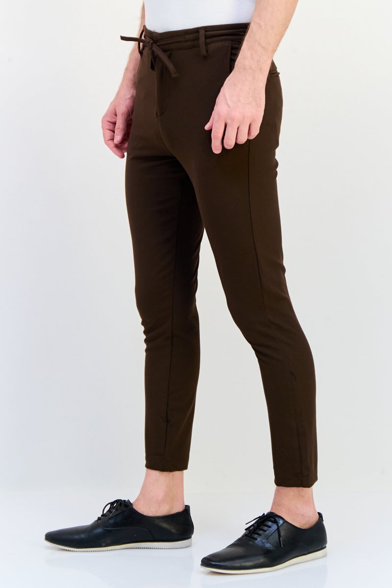 Celio Men Regular Fit Plain Straight Leg Pants, Dark Brown - Image 2