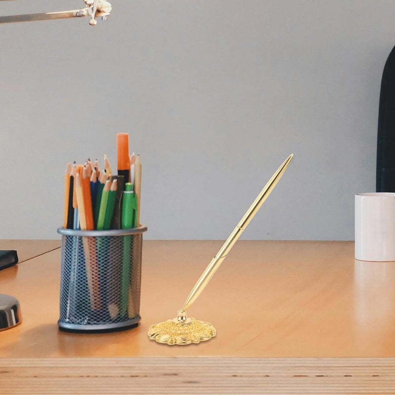 Crystal Gold Tone Metal Ballpoint Pen For Business Office And Hotel Counters - Image 5