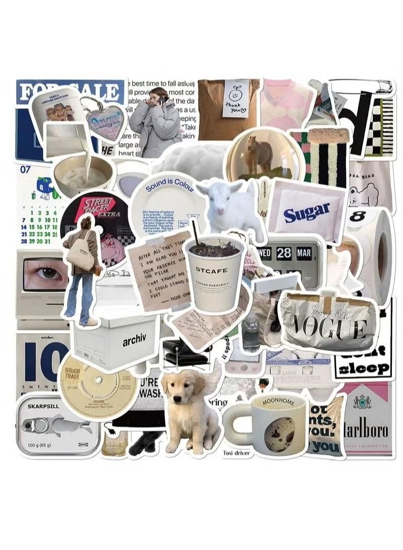 57 PCs Korean Minimalist Vinyl Stickers, Waterproof Decals for Electronic Devices, Phone Cases, Bottles & Planners, Cute Aesthetic Decor - Image 4
