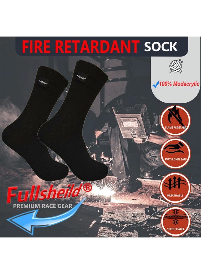 Fullsheild Fire Resistant Sports Socks for Auto Racing Mens Fireproof Racing Socks FR Welding Socks for Men Welder Firefighter Black Large - Image 3