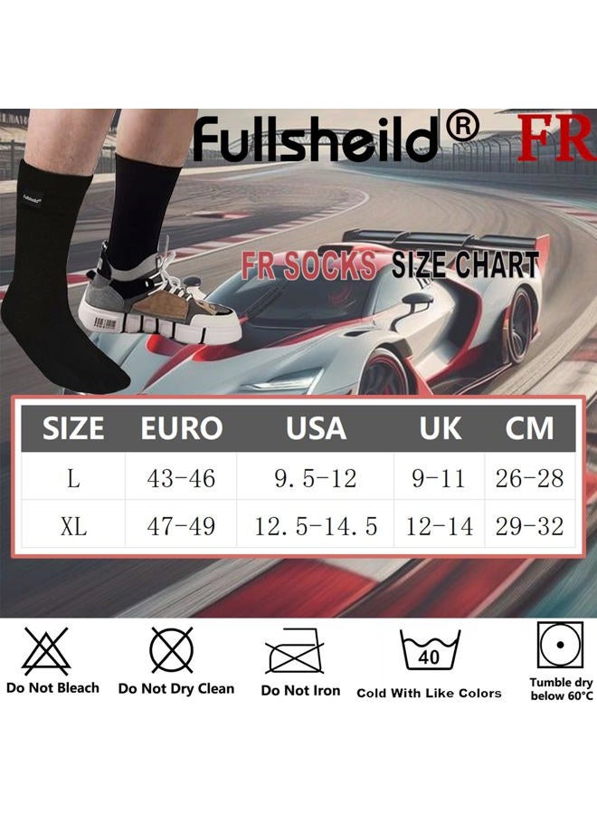 Fullsheild Fire Resistant Sports Socks for Auto Racing Mens Fireproof Racing Socks FR Welding Socks for Men Welder Firefighter Black Large - Image 2