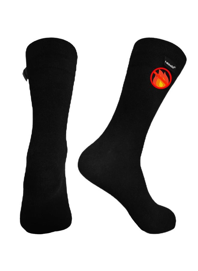 Fullsheild Fire Resistant Sports Socks for Auto Racing Mens Fireproof Racing Socks FR Welding Socks for Men Welder Firefighter Black Large - Image 1