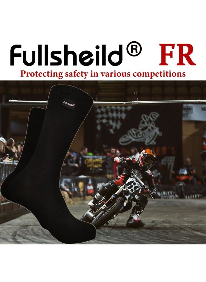 Fullsheild Fire Resistant Sports Socks for Auto Racing Mens Fireproof Racing Socks FR Welding Socks for Men Welder Firefighter Black Large - Image 4