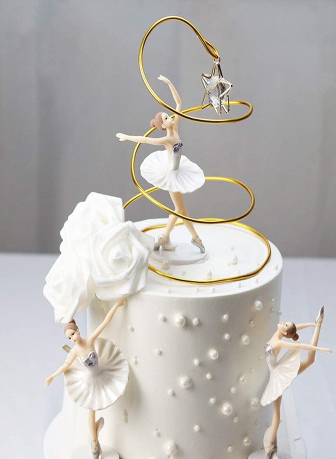 HYSTYLE 3 Pcs White Dancing Ballerina Girl Figurine Ballerina Girl Cake Topper Plant Pot Craft Dollhouse Cake Decoration - Image 3