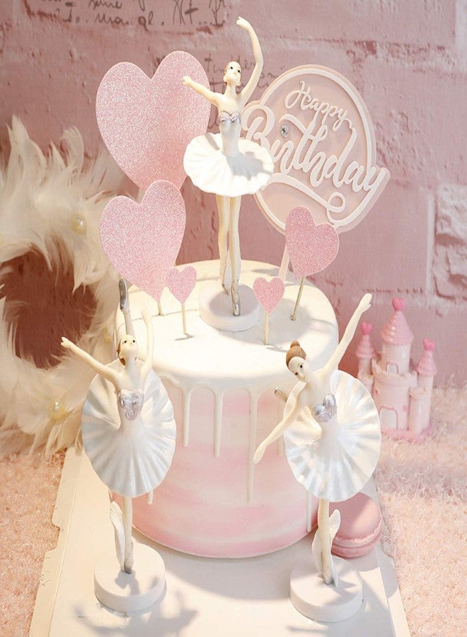 HYSTYLE 3 Pcs White Dancing Ballerina Girl Figurine Ballerina Girl Cake Topper Plant Pot Craft Dollhouse Cake Decoration - Image 2
