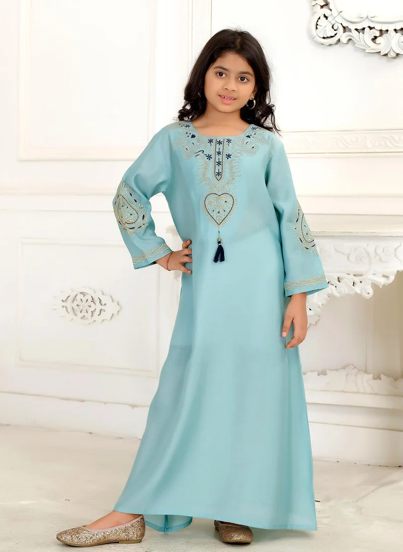 Artemea SOFT PREMIUM TEXTURED FABRIC WITH GOLDEN THREADEMBROIDERED JALABIYA