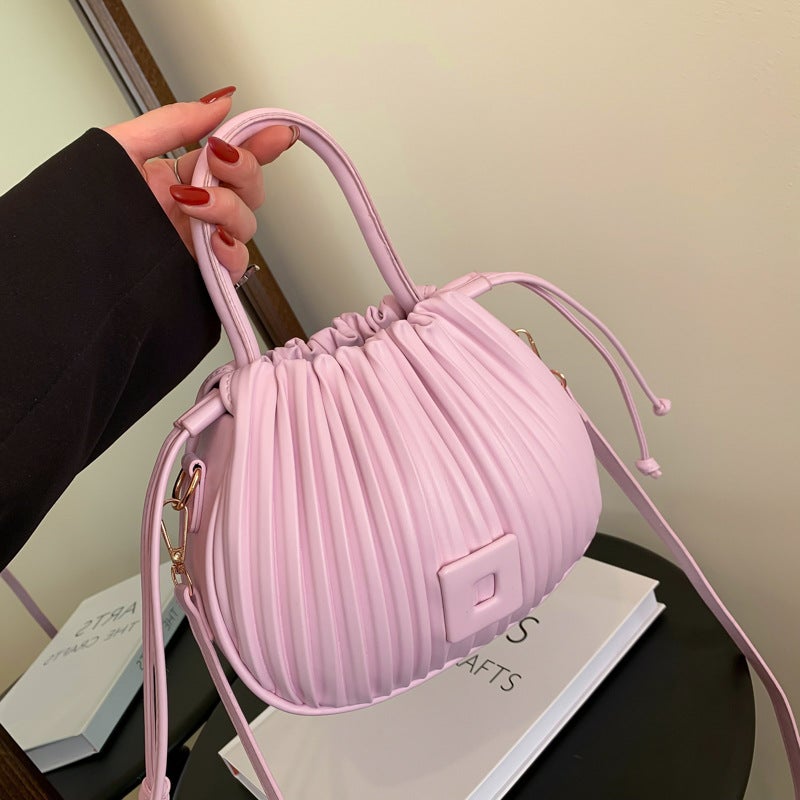 Niche Design Bag Women'S Spring High-End Pleated Bucket Handbag All-Match Shoulder Crossbody Bag - Image 1