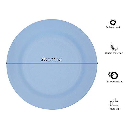 SNOMEL 11 Inch Dinner Plate Set, Extra Large Pasta Plates, Unbreakable Dishes, Lightweight Wheat Straw Salad Dinnerware, Reusable Fiber Dessert Tableware (Pink) - Image 2