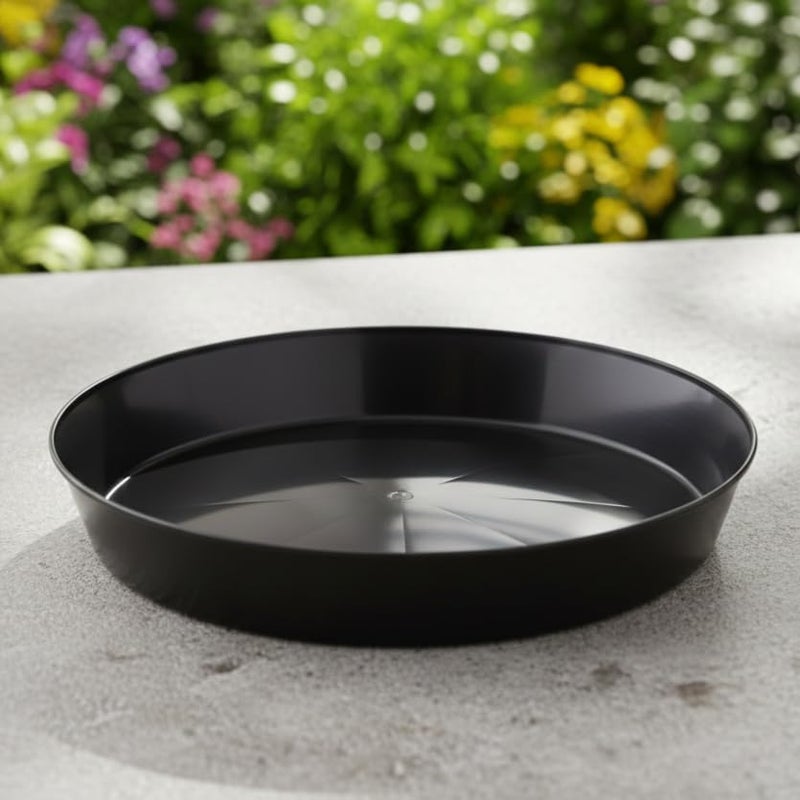 Austin Planter 18 Inch (16.3 Inch Base) Case of 2 Plant Saucer - Black Polypropylene,Heavy Duty Indoor/Outdoor Tray and Drip Pan,Collects Flower Pot Excess Water Made in USA - Image 3